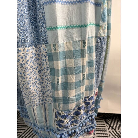 Handmade Vintage Patchwork Wrap Skirt  OS Blues   Cotton Blend - Picture 14 of 16